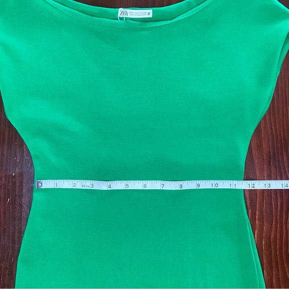 ZARA Women’s Fitted Dress Green Boatneck Size Small - Picture 8 of 11